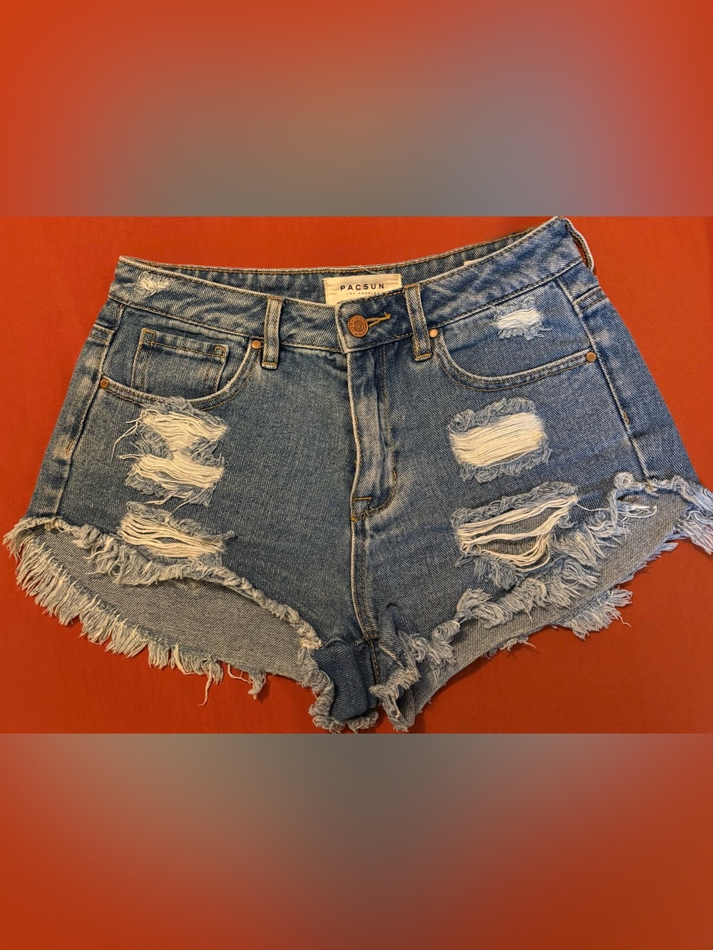 PacSun Light Blue Distressed High-Rise Denim Shorts